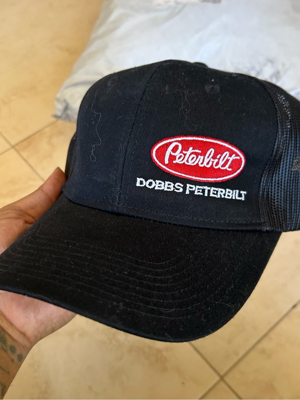 Black Peterbilt Dobbs Embroidered Logo Cap SnapBack #93